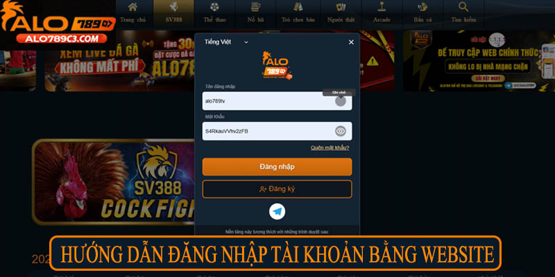 Hướng dẫn đăng nhập tài khoản bằng website