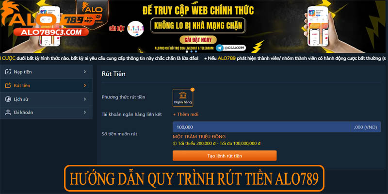 Hướng dẫn quy trình rút tiền Alo789