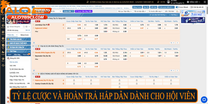 Tỷ lệ cược và hoàn trả hấp dẫn dành cho hội viên